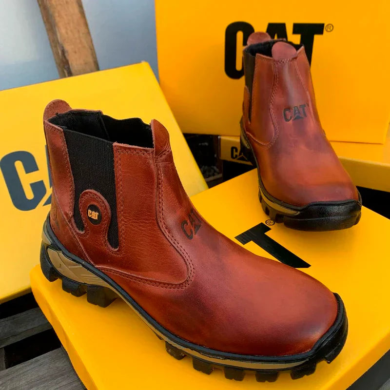 Kit Caterpillar - Bota Masculina em Couro Legítimo e Palmilha Ortopédica + [Brindes Exclusivos]: