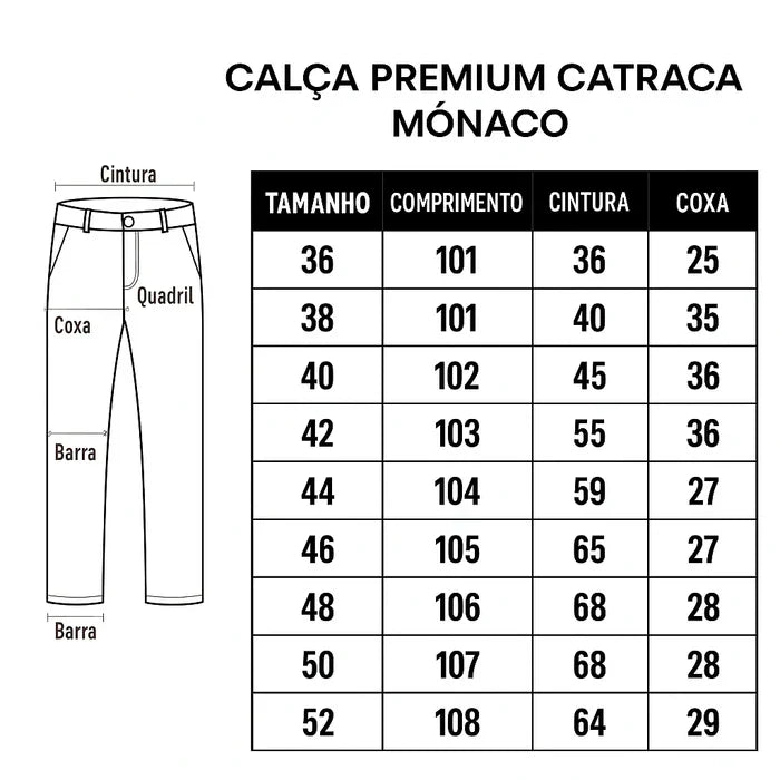 (Compre 1 Leve 3) Calça Premium Catraca Mônaco – Estilo, Conforto e Caimento Perfeito.