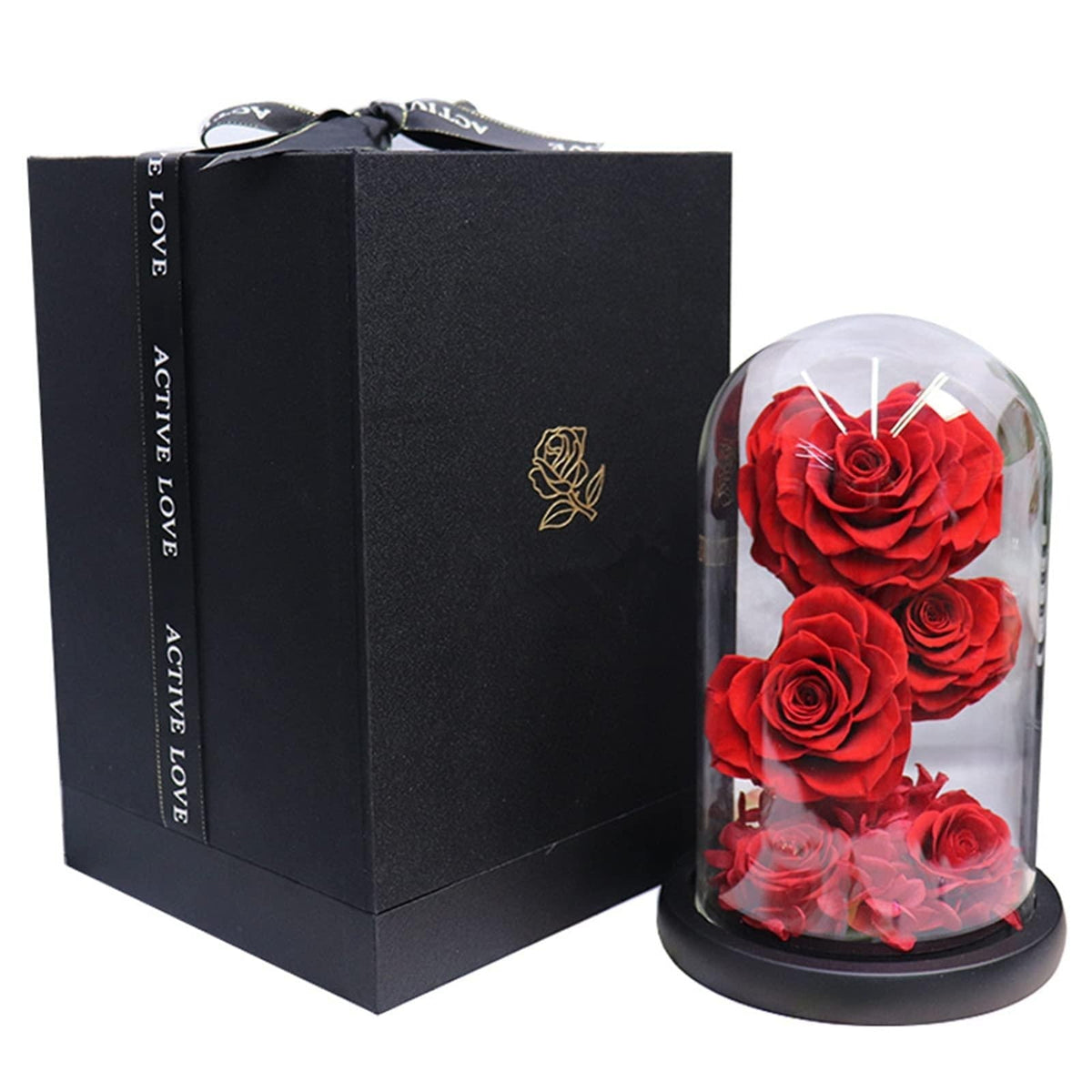 Hastes rústicas de luxo preservadas rosas em vidro